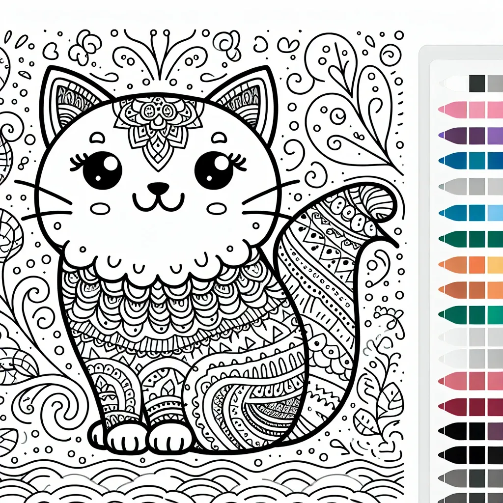 Get Creative with Our Cute Cat Coloring Page: Perfect for Feline Fans of All Ages!