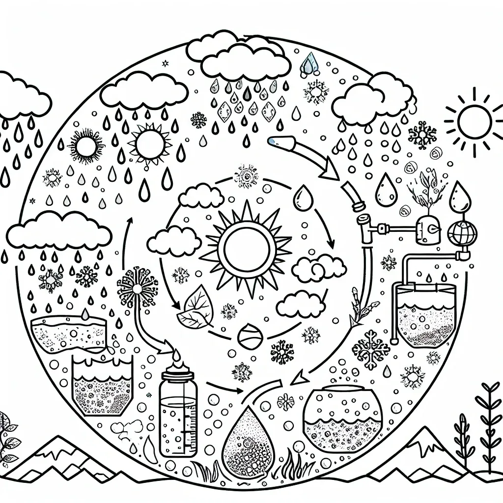 Explore the Wonders of Nature with our Water Cycle Coloring Page Collection!