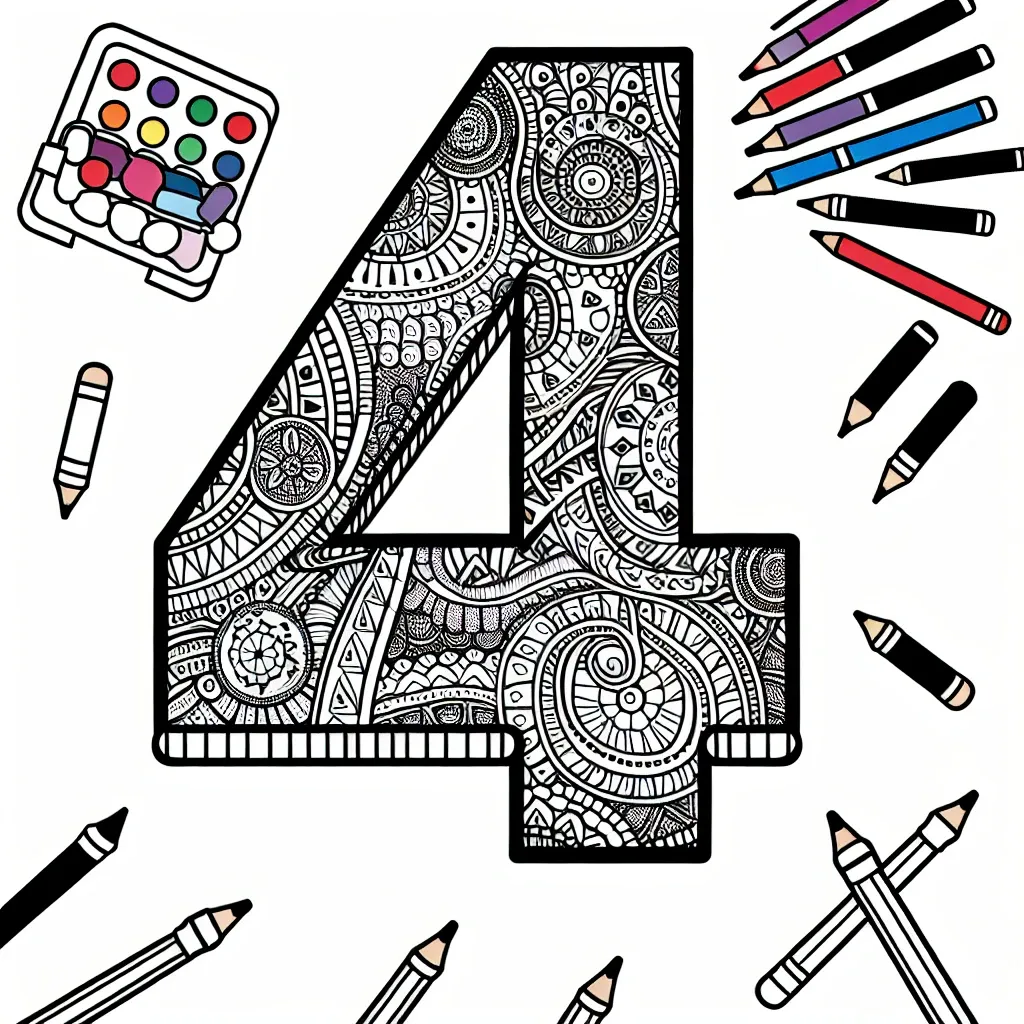 Get Creative with Our Number 4 Coloring Page: Perfect for Learning and Fun!