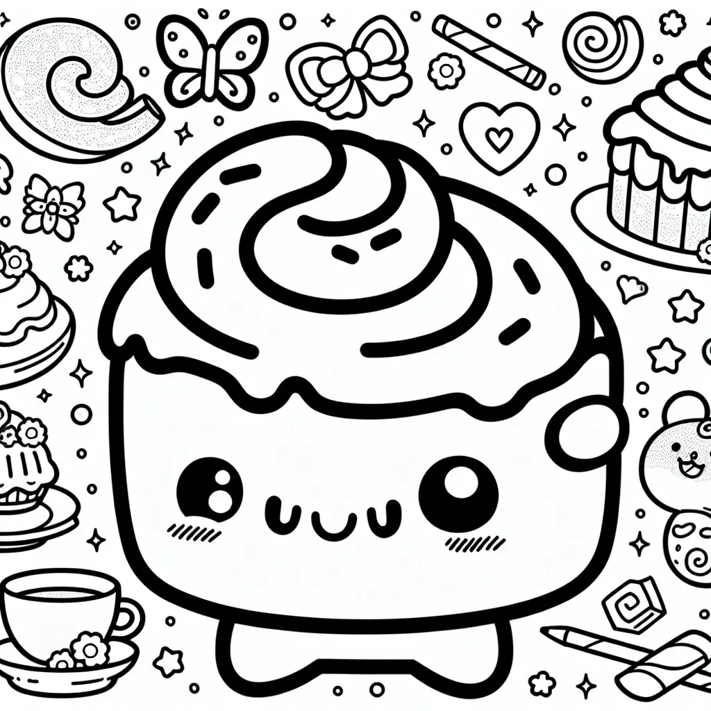 Delightful Cinnamon Roll Sanrio Coloring Page: Bring Home the Sweetness with This Charming Design!