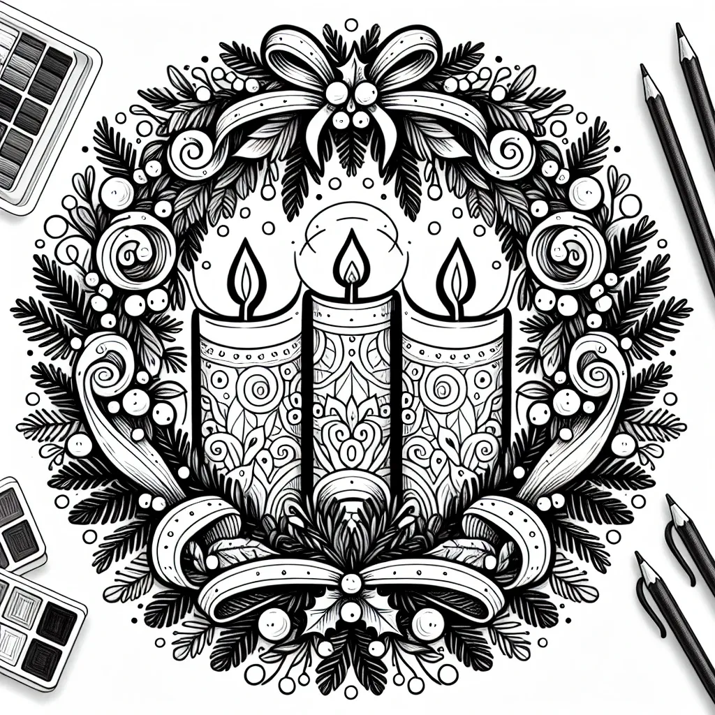 Beautiful Advent Wreath Coloring Page for a Festive Touch